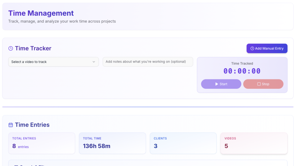 Time Tracking Interface